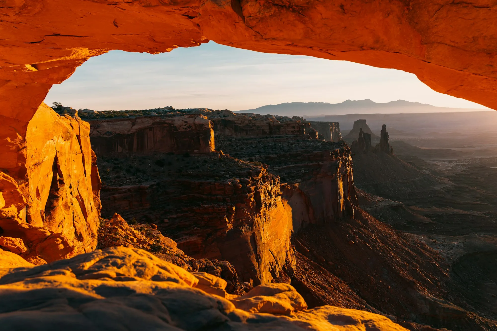 First light reaching across the layered canyons of Utah